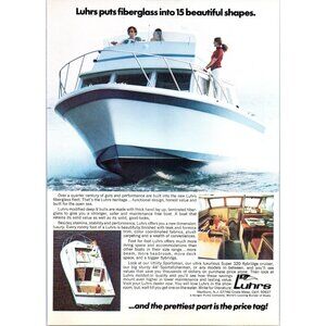 1971 Luhrs Super 320 Flybridge Cruiser Yacht Vintage Print Ad Nautical Wall Art